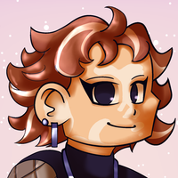 a drawing of my character, carson. he has light skin with vitiligo and mouse-brown hair with white streaks. he wears a black sleeveless t-shirt and silver earrings.